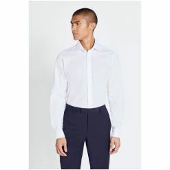 Moss Bros Moss Tailored Fit White Double Cuff Zero Iron Shirt 3 Moss Bros Moss Tailored Fit White Double Cuff Zero Iron Shirt -Moss Bros shop unnamed file 100