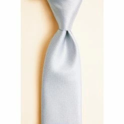 Alternative view of Moss Bros Moss Silver Plain Natte Silk Tie