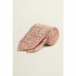 Moss Bros Moss Orange Cantaloupe Floral Silk Tie