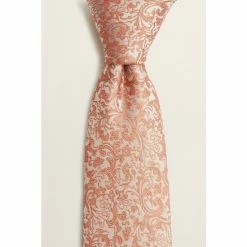 Alternative view of Moss Bros Moss Orange Cantaloupe Floral Silk Tie
