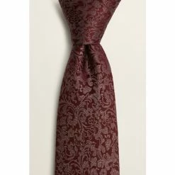 Alternative view of Moss Bros Moss Mulberry Red Floral Silk Tie