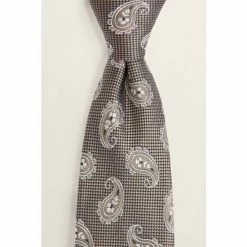 Moss Bros Moss Brown Tonal Paisley Silk Tie