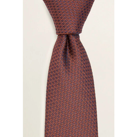 Moss Bros Red Rust Textured Tie 1 Moss Bros Red Rust Textured Tie