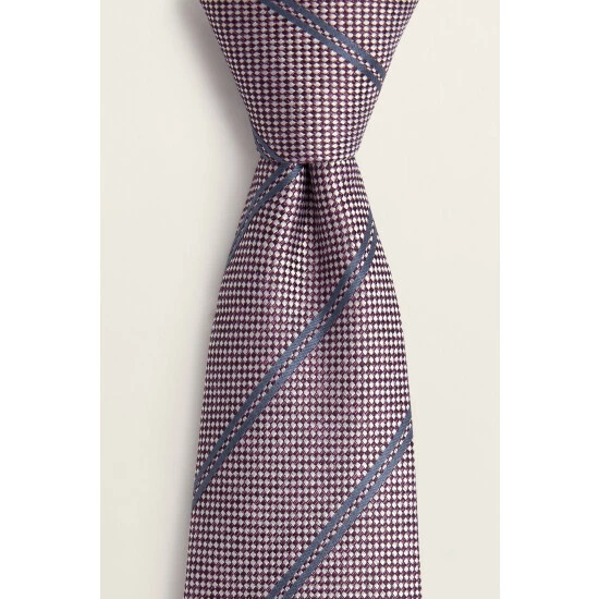Moss Bros Moss Peach With Navy Stripe Silk Tie 2 Moss Bros Moss Peach With Navy Stripe Silk Tie - Image 2