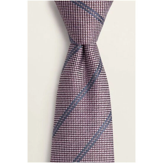 Moss Bros Moss Peach With Navy Stripe Silk Tie 3 Moss Bros Moss Peach With Navy Stripe Silk Tie - Image 3