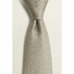 Alternative view of Moss Bros Moss Silver Floral Silk Tie
