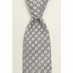 Alternative view of Moss Bros Moss Silver Floral Geo Silk Tie