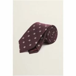 Moss Bros Burgundy Red Floral Geo Silk Tie -Moss Bros shop unnamed file 1069