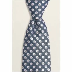 Moss Bros Moss Blue Floral Geo Silk Tie -Moss Bros shop unnamed file 1072