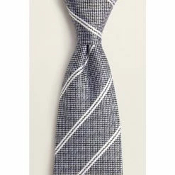 Alternative view of Moss Bros Moss Silver/Blue With White Stripe Silk Tie
