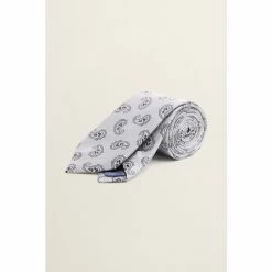 Moss Bros Moss Silver Tonal Paisley Silk Tie