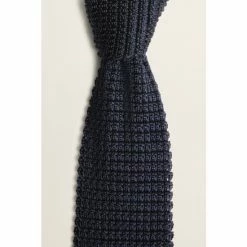 Moss Bros Moss Navy Blue Knitted Silk Tie