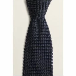 Alternative view of Moss Bros Moss Navy Blue Knitted Silk Tie