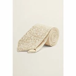 Moss Bros Moss Gold Champagne Floral Silk Tie