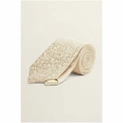 Moss Bros Moss Gold Champagne Floral Silk Tie -Moss Bros shop unnamed file 1095