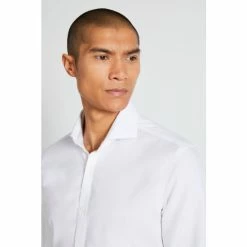 Moss Bros Slim Fit White Royal Oxford Non-Iron Shirt -Moss Bros shop unnamed file 110