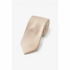 Moss Bros Moss Gold Plain Natte Silk Tie -Moss Bros shop unnamed file 1105