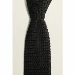 Moss Bros Moss Black Knitted Silk Tie