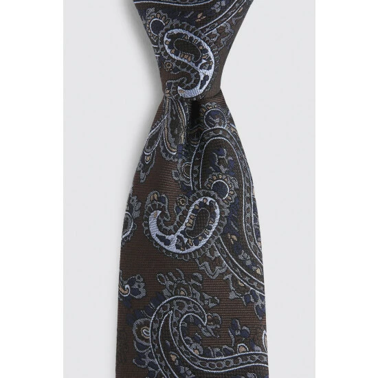 Moss Bros Brown Paisley Silk Tie 1 Moss Bros Brown Paisley Silk Tie