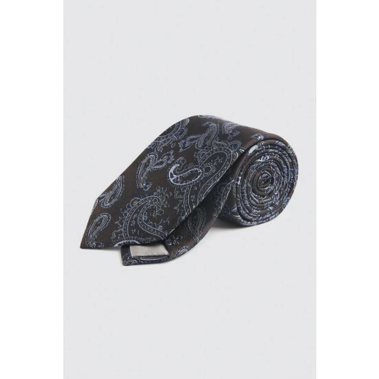 Moss Bros Brown Paisley Silk Tie 2 Moss Bros Brown Paisley Silk Tie - Image 2