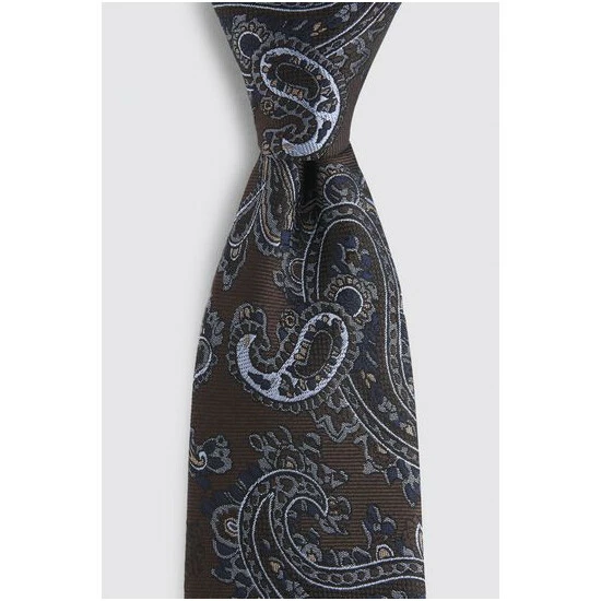 Moss Bros Brown Paisley Silk Tie 3 Moss Bros Brown Paisley Silk Tie - Image 3