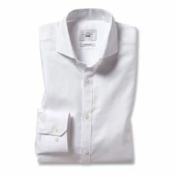 Moss Bros Slim Fit White Royal Oxford Non-Iron Shirt -Moss Bros shop unnamed file 112