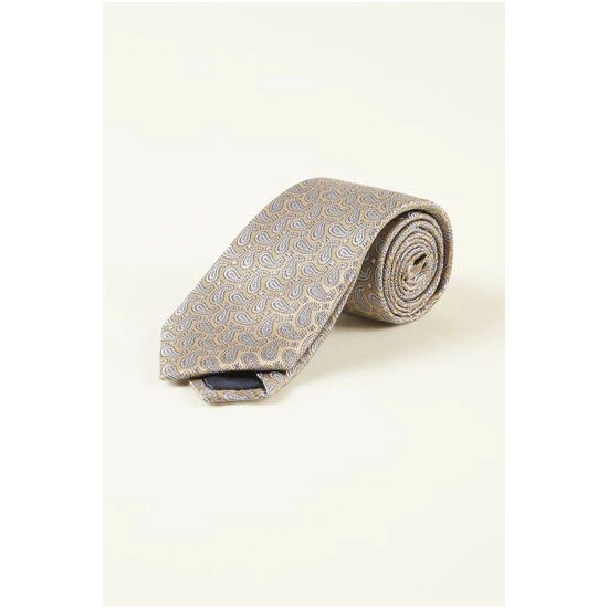 Moss Bros Gold Paisley Silk Tie 2 Moss Bros Gold Paisley Silk Tie - Image 2
