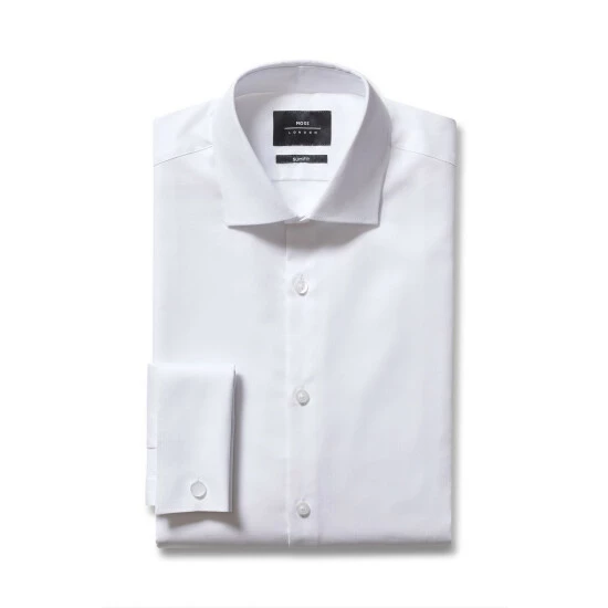 Moss Bros Moss Slim Fit White London Dobby Stretch Shirt 1 Moss Bros Moss Slim Fit White London Dobby Stretch Shirt