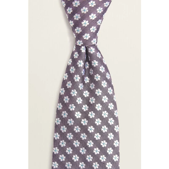 Moss Bros Moss Pink Floral Geo Silk Tie 1 Moss Bros Moss Pink Floral Geo Silk Tie