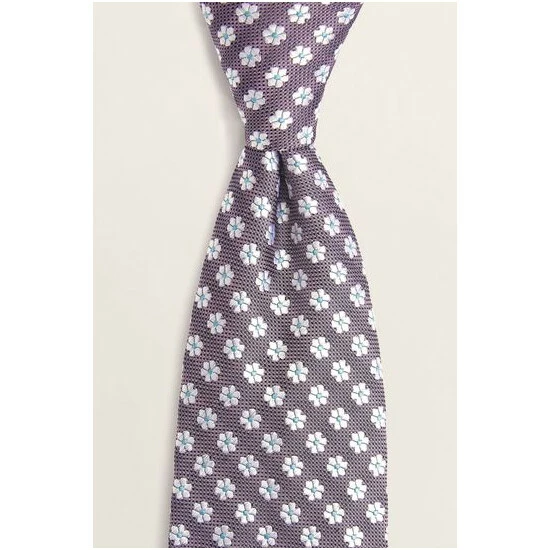 Moss Bros Moss Pink Floral Geo Silk Tie 3 Moss Bros Moss Pink Floral Geo Silk Tie - Image 3