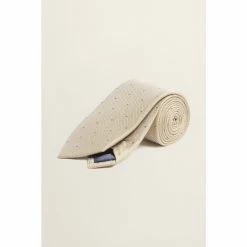 Moss Bros Moss Cream Champagne Contrast Spot Silk Tie