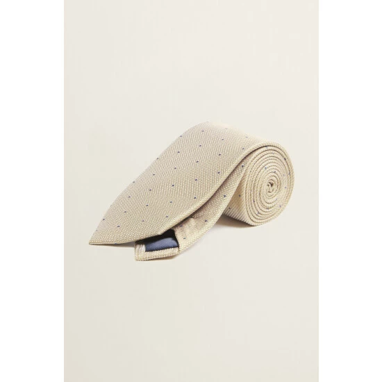 unnamed-file-1139.jpg Moss Bros Moss Cream Champagne Contrast Spot Silk Tie -Moss Bros shop unnamed file 1139