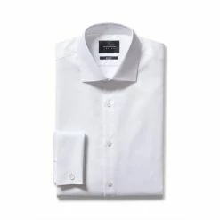 Alternative view of Moss Bros Moss Slim Fit White London Dobby Stretch Shirt