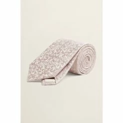 Moss Bros Dusky Pink Floral Silk Tie