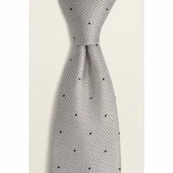 Moss Bros Moss Silver Contrast Spot Silk Tie