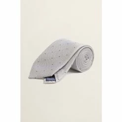 Alternative view of Moss Bros Moss Silver Contrast Spot Silk Tie