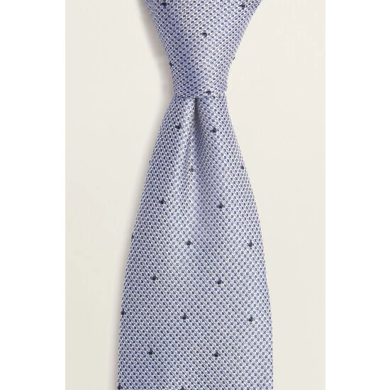 Moss Bros Moss Blue Contrast Spot Silk Tie 2 Moss Bros Moss Blue Contrast Spot Silk Tie - Image 2