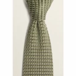 Moss Bros Moss Sage Green Knitted Silk Tie