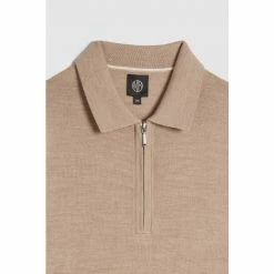 Alternative view of Moss Bros Natural Merino Blend Zip Polo