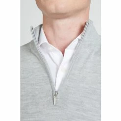 Moss Bros Grey Merino Zip-Neck Jumper 2 Moss Bros Grey Merino Zip-Neck Jumper -Moss Bros shop unnamed file 1158