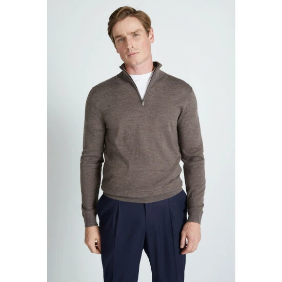 unnamed-file-1160.jpg Moss Bros Brown Merino Zip-Neck Jumper -Moss Bros shop unnamed file 1160