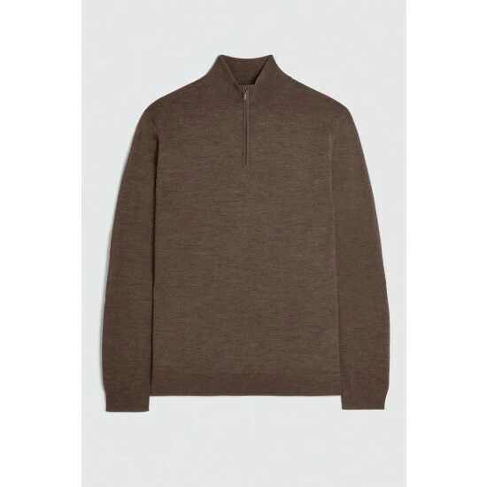 unnamed-file-1163.jpg Moss Bros Brown Merino Zip-Neck Jumper -Moss Bros shop unnamed file 1163