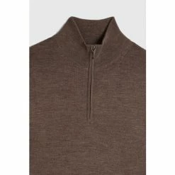 Moss Bros Brown Merino Zip-Neck Jumper 4 Moss Bros Brown Merino Zip-Neck Jumper -Moss Bros shop unnamed file 1164