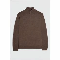 Moss Bros Brown Merino Zip-Neck Jumper 5 Moss Bros Brown Merino Zip-Neck Jumper -Moss Bros shop unnamed file 1165