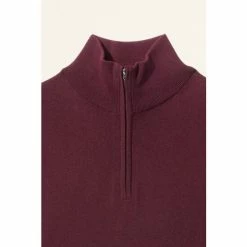 Moss Bros Moss Burgundy Red Merino Zip Neck Jumper -Moss Bros shop unnamed file 1181