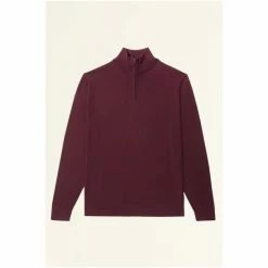 Moss Bros Moss Burgundy Red Merino Zip Neck Jumper -Moss Bros shop unnamed file 1183