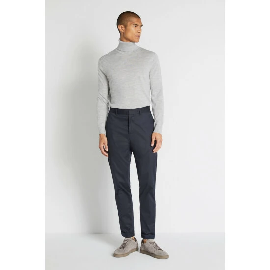Moss Bros Grey Merino Roll Neck Jumper 2 Moss Bros Grey Merino Roll Neck Jumper - Image 2