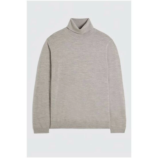 Moss Bros Grey Merino Roll Neck Jumper 5 Moss Bros Grey Merino Roll Neck Jumper - Image 5