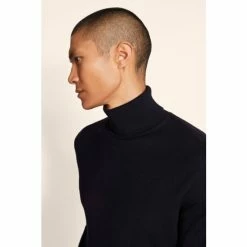 Moss Bros Moss Navy Merino Roll Neck Jumper -Moss Bros shop unnamed file 1196