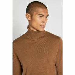 Moss Bros Brown Tobacco Merino Roll Neck Jumper -Moss Bros shop unnamed file 1216